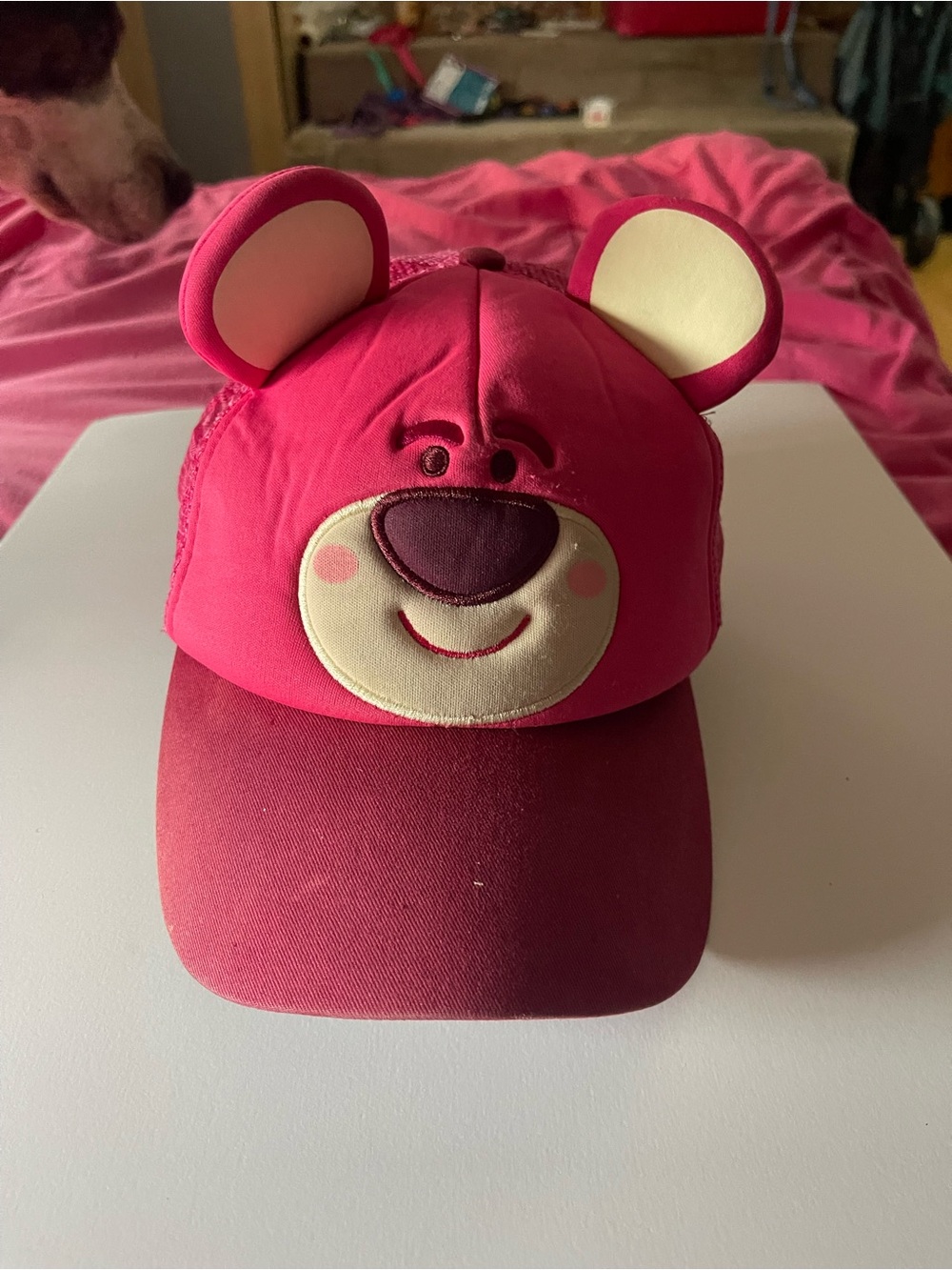 Disney Pink Bear Character Hat with Cream Face Accents